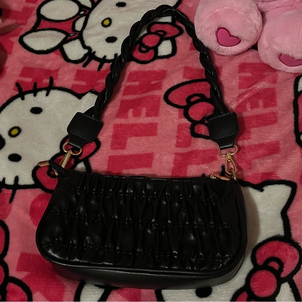 Black leather shoulder bag